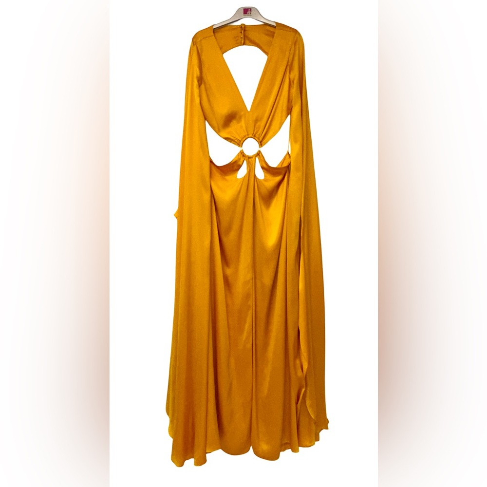 CULT GAIA JASMIN GOWN IN MARIGOLD AIR SATIN - Picture 4 of 11